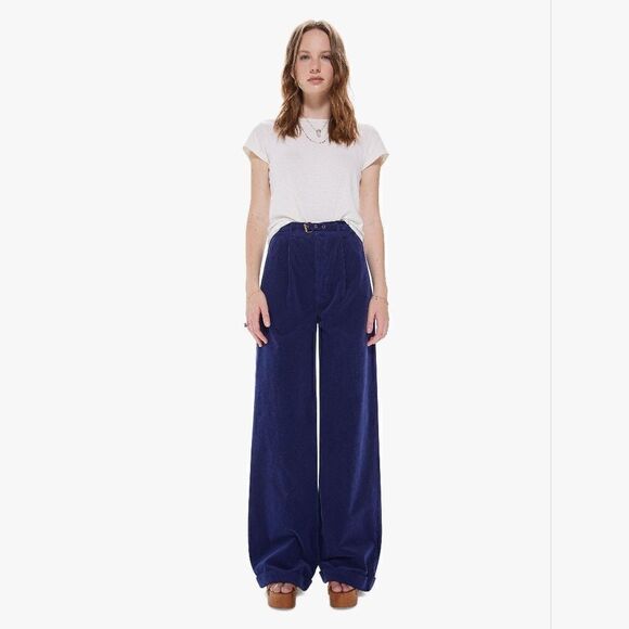 Mother The Big League Prep Cuff Heel Wide Leg Pants In Blueprint Size 26 NWT - Picture 1 of 11